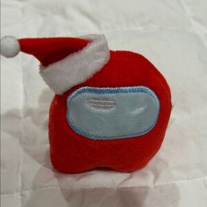 Among Us Red Plush Toy with Santa Hat and squeaker